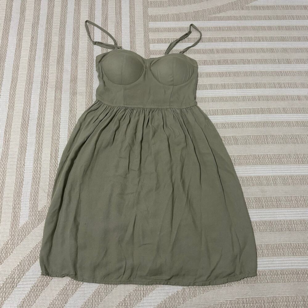 Rewash Boho Women's XS American Original Padded Bra Skater Olive Green Dress